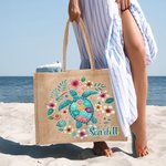 Bolsa de yute grande personalizada con nombre Fiesta en la playa Esencial Cumpleaños Aniversario Regalo de viaje para mujeres Amigos