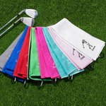 Personalized Embroidered Golfer Design Absorbent Golf Towel with Name and Hanging Clip Sport Accessories Birthday Gift for Women Girl