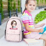 Personalized Floral Bow Cartoon Crayon Character Kid Backpack with Name and Side Pockets Birthday Back to School Gift for Boys Girls