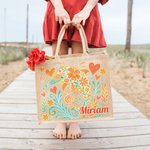 Bolsa de yute grande personalizada con nombre Fiesta en la playa Esencial Cumpleaños Aniversario Regalo de viaje para mujeres Amigos