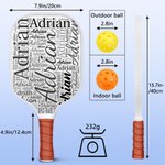 Gepersonaliseerd Multicolor Woordwolk Pickleball Peddel met Naam Verjaardag Verjaardag Competitie Dag Cadeau voor Sport Fan Pickleball Speler Liefhebber