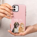 Personlig akvarell 1-3 kjæledyrfoto TPU-telefonveske for iPhone Samsung med navn flerfarget tilgjengelig bursdagsgave til hunde- og katteelskere