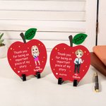 Personalisierte Cartoon Lehrer Apfel hölzerne Ornament mit Jahr und Name Teachers 'Day Anerkennung Geschenk für Lehrer
