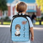 Personalised Cute Cartoon Birth Flower Multicolour Backpack Lunch Bag Pencil Case Set with Name Back to School Birthday Gift for Boys Girls