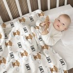 Personlig søt sky Moon Highland Cow Baby Swaddle Knotted Hat Set Teppe med navn Kommer hjem antrekk Bursdag Baby Shower Gave til nyfødte