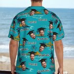 Casquette personnalisée avec photo du visage Chemise hawaïenne avec nom et année Fête de fin d'études Fête de vacances d'été Cadeau pour homme