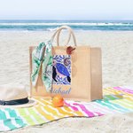 Spersonalizowana jutowa torba na zakupy z imieniem i nazwiskiem wieloryba Wakacje na plaży Impreza urodzinowa Prezent dla kobiet Miłośniczka oceanów