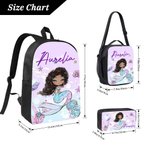 Mochila personalizada de sirena de dibujos animados Luch Bolsa Estuche con nombre Regalo de cumpleaños de vuelta al cole para niñas