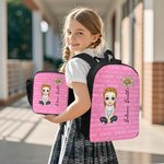 Personalised Cute Cartoon Birth Flower Multicolour Backpack Lunch Bag Pencil Case Set with Name Back to School Birthday Gift for Boys Girls