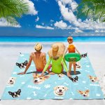 Personifierad Bones Paw Prints 1-3 Ansiktsfoton Mångsidig filt Picknickmatta med namn Strand Resa Camping Vandring Present för husdjursälskare Familj 1