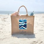 Spersonalizowana jutowa torba na zakupy z imieniem i nazwiskiem wieloryba Wakacje na plaży Impreza urodzinowa Prezent dla kobiet Miłośniczka oceanów