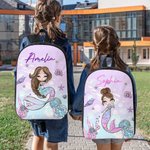 Mochila personalizada de sirena de dibujos animados Luch Bolsa Estuche con nombre Regalo de cumpleaños de vuelta al cole para niñas