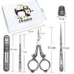 Set Couture 6 Pièces Personnalisé avec Motif Machine à Coudre Vintage Fleur de Naissance et Nom Boîte Métal Cadeau Anniversaire pour Couturier