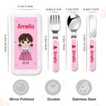 Juego de cubiertos de 3 piezas con nombre y estuche Regalo de cumpleaños de la temporada de vuelta al cole para niños y niñas