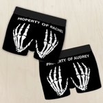 Personalized Property of Skeleton Hand Men Boxer Briefs Underwear with Name Wedding Birthday Anniversary Gift for Boyfriend Husband