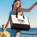 Personalizado Piscina Vacaciones Dibujos Animados Niña Lienzo Bolsa Tote con Nombre Accesorio Viaje Cumpleaños Aniversario Regalo para Mujer