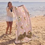 Personifierad Bones Paw Prints 1-3 Ansiktsfoton Mångsidig filt Picknickmatta med namn Strand Resa Camping Vandring Present för husdjursälskare Familj 2