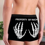 Personalized Property of Skeleton Hand Men Boxer Briefs Underwear with Name Wedding Birthday Anniversary Gift for Boyfriend Husband