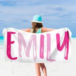 Personalised Multicolour Name Oversized Quick Dry Beach Towel Travel Essentials Summer Holiday Gift for Family Friends