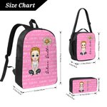 Personalised Cute Cartoon Birth Flower Multicolour Backpack Lunch Bag Pencil Case Set with Name Back to School Birthday Gift for Boys Girls