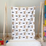 Personlig søt sky Moon Highland Cow Baby Swaddle Knotted Hat Set Teppe med navn Kommer hjem antrekk Bursdag Baby Shower Gave til nyfødte