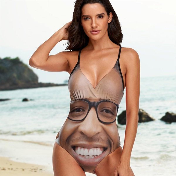 Maillot de bain une pièce pour femme, personnalisé avec photo du visage, essentiel pour la plage, vacances d'été, drôle de cadeau d'anniversaire pour l'épouse.