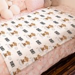 Personlig søt sky Moon Highland Cow Baby Swaddle Knotted Hat Set Teppe med navn Kommer hjem antrekk Bursdag Baby Shower Gave til nyfødte