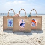 Spersonalizowana jutowa torba na zakupy z imieniem i nazwiskiem wieloryba Wakacje na plaży Impreza urodzinowa Prezent dla kobiet Miłośniczka oceanów