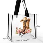 Personalisierte Vintage Cowboyhut Stiefel Geburt Blume klar Tragetasche mit Namen Geburtstag Reise Hochzeit Party Geschenk für Frauen