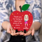 Personalisierte Cartoon Lehrer Apfel hölzerne Ornament mit Jahr und Name Teachers 'Day Anerkennung Geschenk für Lehrer