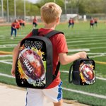 Gepersonaliseerde Watercolor Voetbal Rugby Rugzak Lunch Tas Pencil Case Set met Naam Nummer Terug naar School Team Training Day Verjaardagscadeau voor Jongens Meisjes
