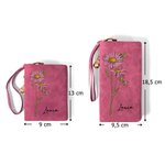 Cartera personalizada de cuero PU con flores de nacimiento y nombre con soporte para tarjetas regalo de cumpleaños y aniversario para mujeres