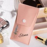 Bolso de maquillaje personalizado con flores de nacimiento en acuarela y 8 brochas de maquillaje regalo de cumpleaños y boda para ella