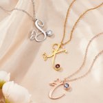 Personalised Butterfly Initial Birthstone Necklace Dainty Jewellery Birthday Anniversary Gift for Women