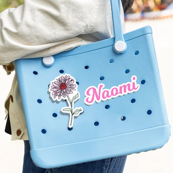 Personalized Birth Flower Name Acrylic Bag Charm Accessories for Bogg Birthday Gift for Friends Family