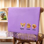 Écharpe Super Douce Personnalisée avec 1-3 Photos et Nom d'Animaux de Compagnie Brodées Accessoire de Mode Cadeau Anniversaire pour Femme Homme