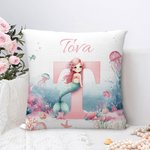 Personligt drömsjöjungfru kuddfodral med initialer och namn hemdekoration födelsedag och babyshowerpresent perfekt för barn