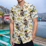 Personligt fisketema Ansiktsfoto Andningsaktiv Hawaiiskjorta för män Sommarsemester Födelsedag Julklapp för fiskeentusiaster