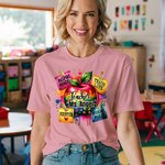 Personalized Apple Praise Notes Design 100% Cotton T-shirt with Text Teacher Appreciation Back to School Gift for Teacher