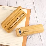 Personalized Cartoon Character Wooden Ballpoint Pen and Case Set with Name and Title Office Supplies Appreciation Gift for Employees Colleagues