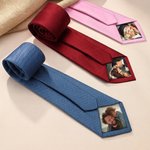 Personlig Stripe Photo Patch Slips med namn och presentförpackning Accessoar för män Bröllopsjubileum Affärsgåva för make pappa