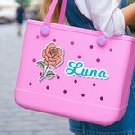 Personalised Birth Flower Name Acrylic Bag Charm Accessories for Bogg Birthday Gift for Friends Family