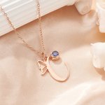 Personalised Butterfly Initial Birthstone Necklace Dainty Jewellery Birthday Anniversary Gift for Women