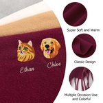 Sciarpa personalizzata in tessuto super morbido con ricamo volto animale domestico e nome regalo per compleanni per amanti degli animali