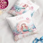 Personligt drömsjöjungfru kuddfodral med initialer och namn hemdekoration födelsedag och babyshowerpresent perfekt för barn