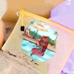 Personalized Pool Vacation Cartoon Girl Waterproof Beach Bag with Name Birthday Summer Party Gift for Women