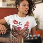 Bikini personnalisé motif Kiss Marks Sexy Crop Top avec nom Anniversaire Plage Party Summer Travel Gift for Girlfriend Wife