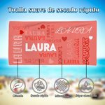Toalla de playa personalizada con nube de palabras multicolores y nombre secado rápido regalo de verano en la piscina para la familia y amigos