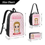 Personalized Multicolor Plaid  Cute Cartoon Character Backpack Lunch Bag Pencil Case Set with Name Back to School Birthday Gift for Boys Girls