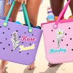 Personalised Birth Flower Name Acrylic Bag Charm Accessories for Bogg Birthday Gift for Friends Family